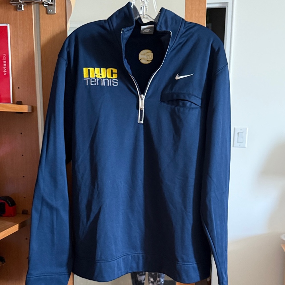 Nike Navy Quarter-Zip Pullover with Yellow NYC Tennis Logo